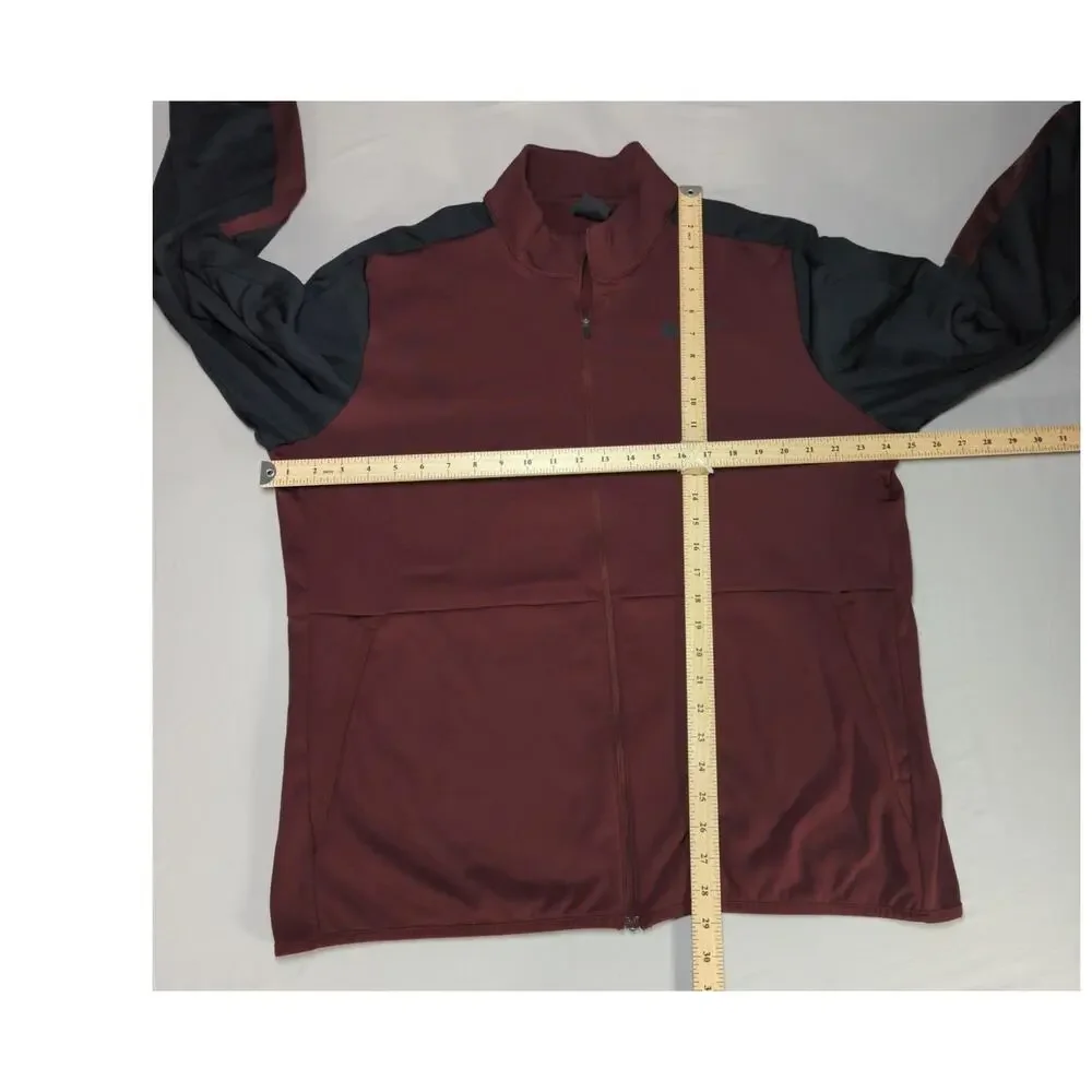 Nike Dri Fit Mens Full Zip Jacket Maroon Gray Standard Fit Training XL